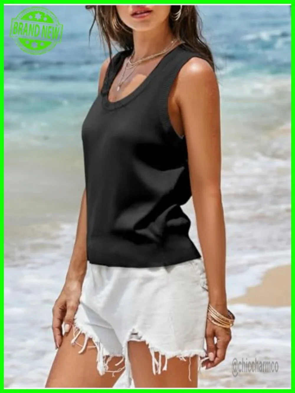 Women's Ribbed Knit Sweater Vest - Sleeveless Tank Top